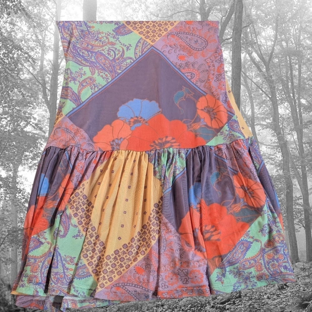 🌸 EUC Kimchi Blue From Urban Outfitters Patchwork Spaghetti Strap Mini Dress 🌸 - Picture 6 of 9